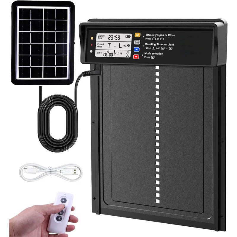 Chicken Coop Door Opener with Timer & Light Sensor Aluminum Chicken Coops Door with Remote Control and LCD screen