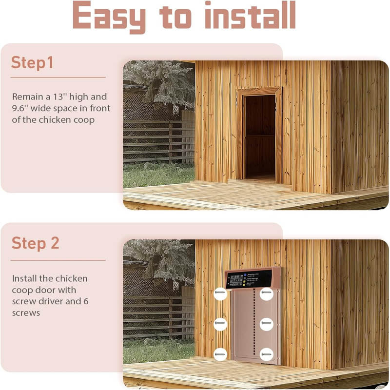Chicken Coop Door Opener LCD Display Chicken Door with Timer & Light Sensor 4 Modes Opening