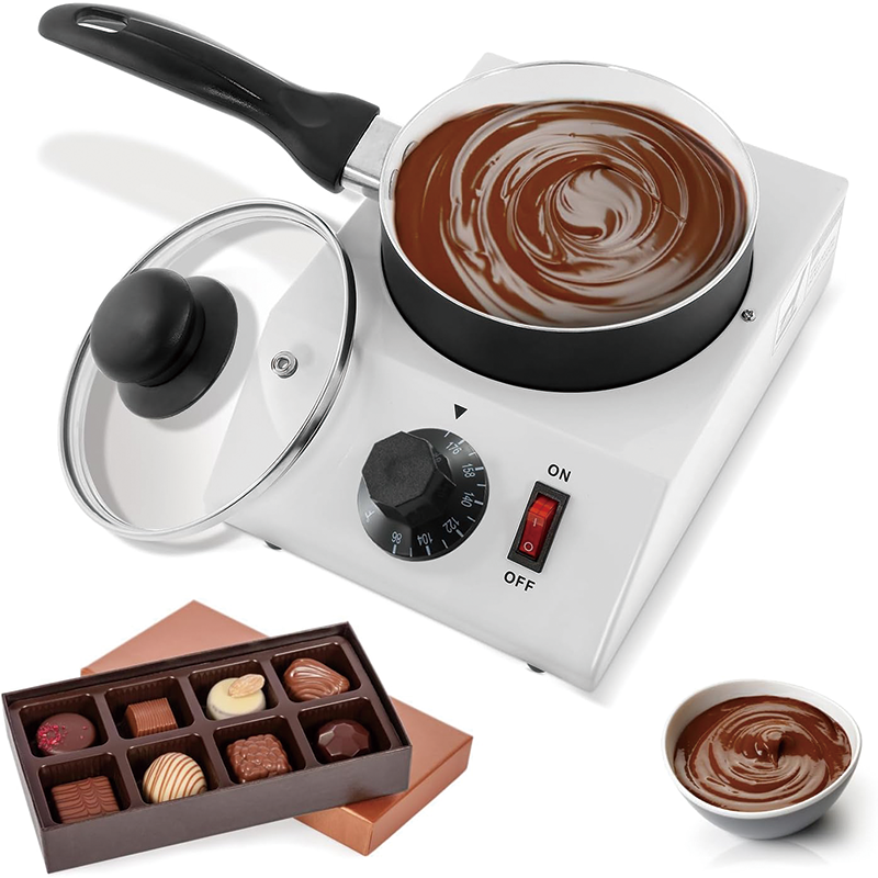 Electric Chocolate Melting Pot, Fondue Pot Set for Chocolate, 1kg Adjustable Temp Stainless Steel Fondue Maker for Butter, Cheese, Candy