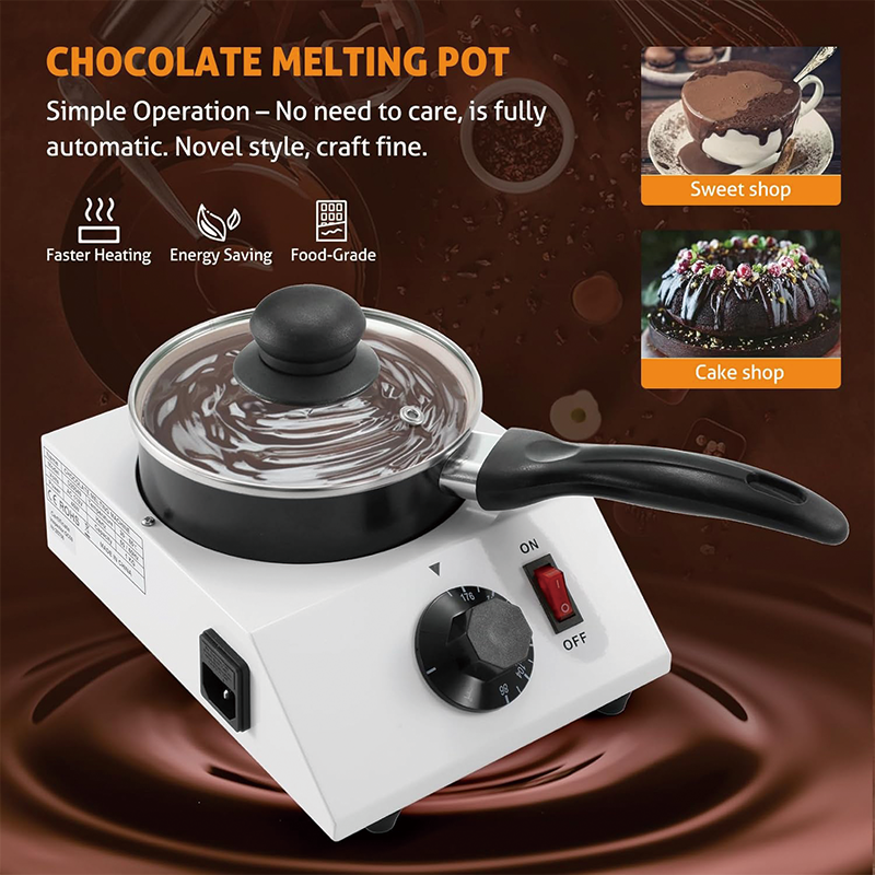 Electric Chocolate Fondue Pot Set, Stainless Steel Fondue Maker, Commercial Electric Chocolate Melter Fondue Pot for Hors d'Oeuvres, Entrees, and Desserts