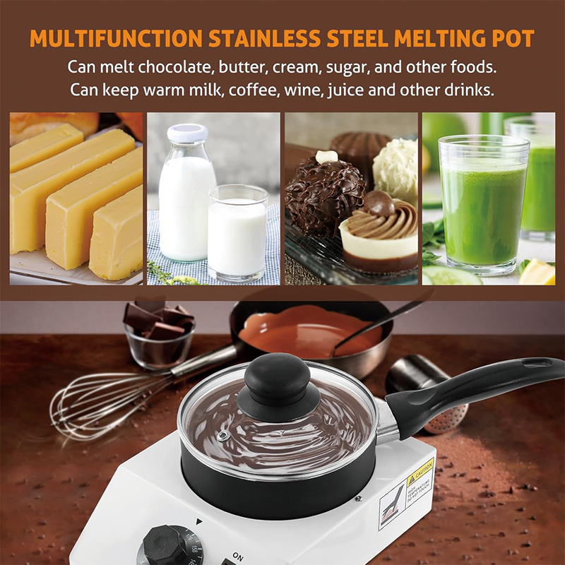 Electric Chocolate Fondue Pot Set, Stainless Steel Fondue Maker, Commercial Electric Chocolate Melter Fondue Pot for Hors d'Oeuvres, Entrees, and Desserts