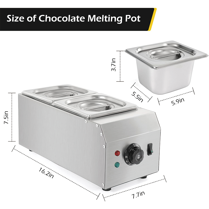 1000W 2-Tanks Commercial Chocolate Tempering Machine, Chocolate Melting Pot for Milk Coffee