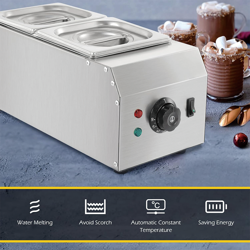 1000W 2-Tanks Commercial Chocolate Tempering Machine, Chocolate Melting Pot for Milk Coffee