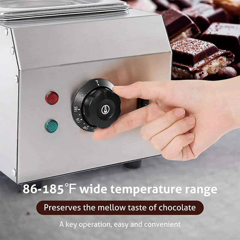 Chocolate Melting Commercial Tempering Machine, 2 Tanks 9lbs Stainless Steel Chocolate Melter Pots For Chocolate/Milk/Cream Melting