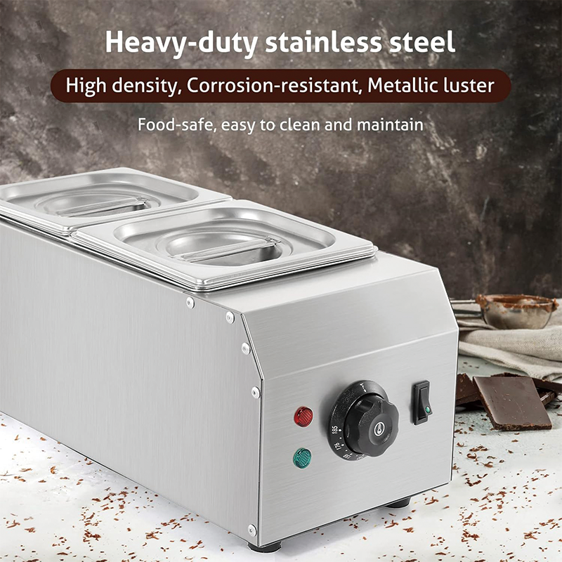 Chocolate Melting Commercial Tempering Machine, 2 Tanks 9lbs Stainless Steel Chocolate Melter Pots For Chocolate/Milk/Cream Melting