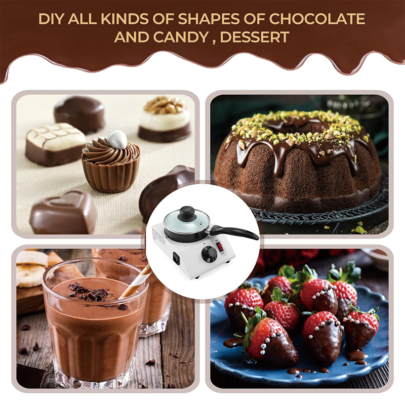 Electric Chocolate Melting Pot, Fondue Pot Set for Chocolate, 1kg Adjustable Temp Stainless Steel Fondue Maker for Butter, Cheese, Candy