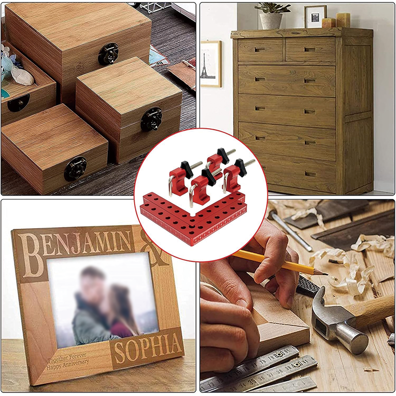 4 Pack 90 Degree Positioning Squares , 5.5" Aluminum Alloy Woodworking Carpenter Corner Clamping Tool ,for Picture Frame Box Cabinets Drawers