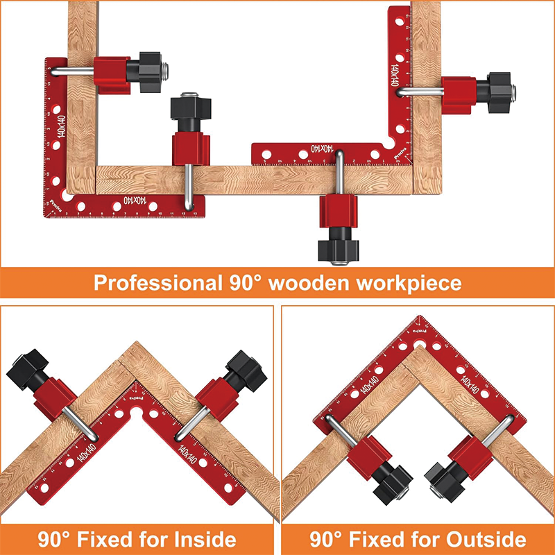 2 Sets 90 Degree Positioning Squares , 5.5" Aluminum Alloy Right Angle Clamps Fixing Clamp for Picture Frame Box Cabinets Drawers
