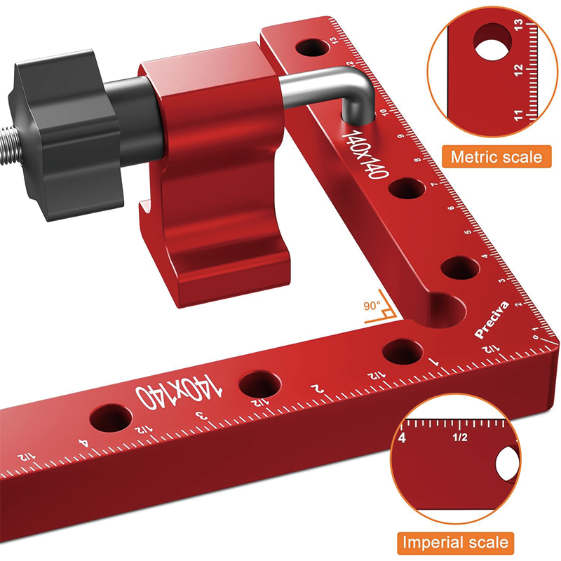2 Sets 90 Degree Positioning Squares , 5.5" Aluminum Alloy Right Angle Clamps Fixing Clamp for Picture Frame Box Cabinets Drawers