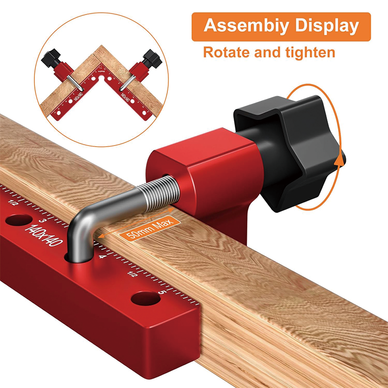 2 Sets 90 Degree Positioning Squares , 5.5" Aluminum Alloy Right Angle Clamps Fixing Clamp for Picture Frame Box Cabinets Drawers
