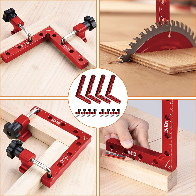 2 Sets 90 Degree Positioning Squares , 5.5" Aluminum Alloy Right Angle Clamps Fixing Clamp for Picture Frame Box Cabinets Drawers