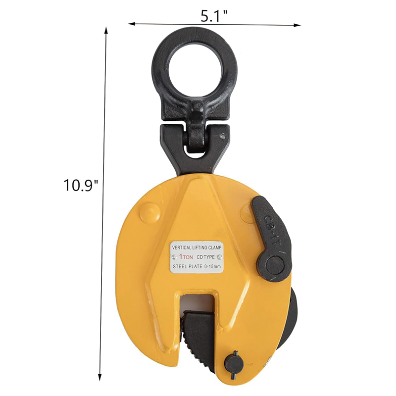 1T Vertical Plate Clamp 2200LBS Plate Clamp Jaw Opening up to 0.6'' Steel Plate Lifting Clamp for Vertical Lifting and Transporting Yellow
