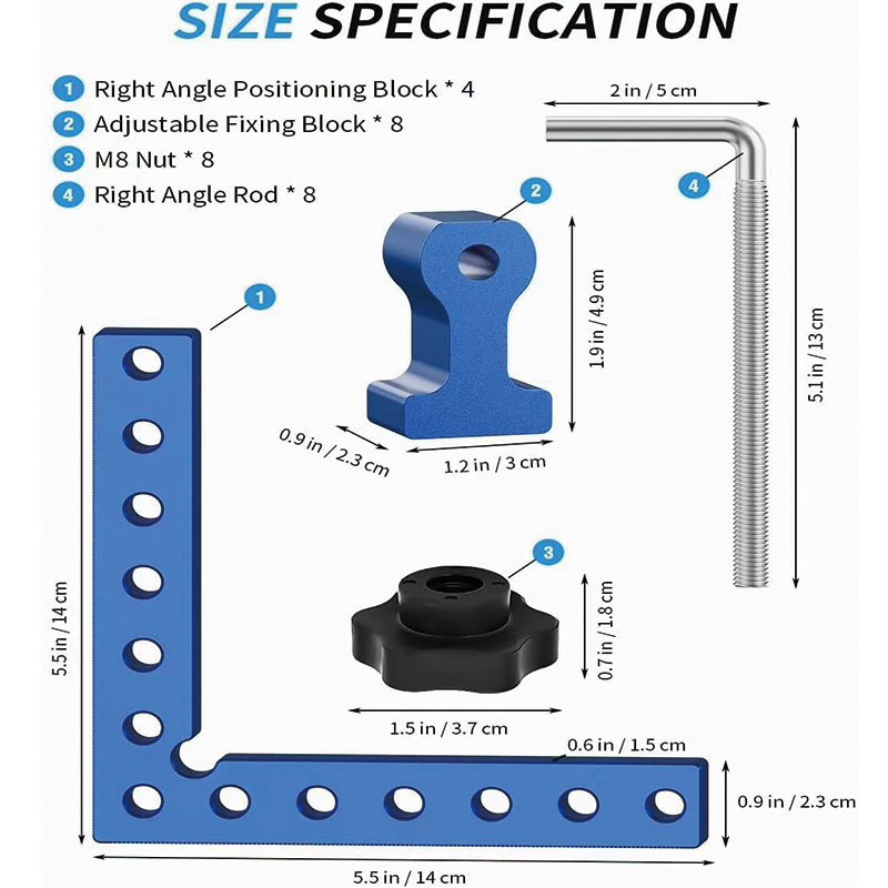 90 Degree Positioning Squares , 5.5" x 5.5" Aluminum Alloy Right Angle square Tool , for Drawers, Picture Frame , Right Angle Clamp,4PS