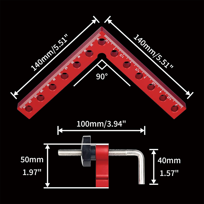 4 Pack 90 Degree Positioning Squares, 5.5" x 5.5" Positioning Squares Right Angle Clamps for Picture Frames, Boxes, Cabinets or Drawers