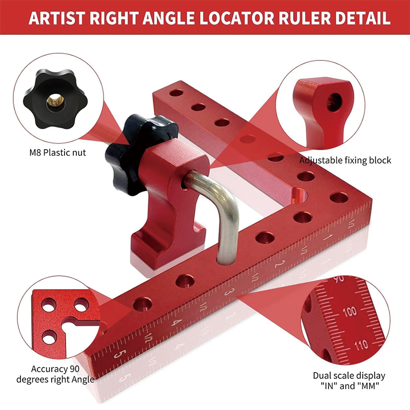 4 Pack 90 Degree Clamp Corner Clamp , Aluminum Alloy Woodworking Corner Clamps Wood Working Tools and Equipment L Square Aluminum Angle Clamp Tool