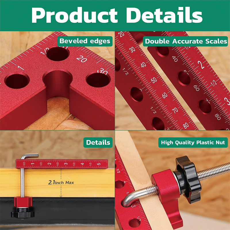 90 Degree Corner Clamps for Woodworking , 5.5"x 5.5" Right Angle Clamps Aluminum Wood Working Clamps Sets , 4 Pack