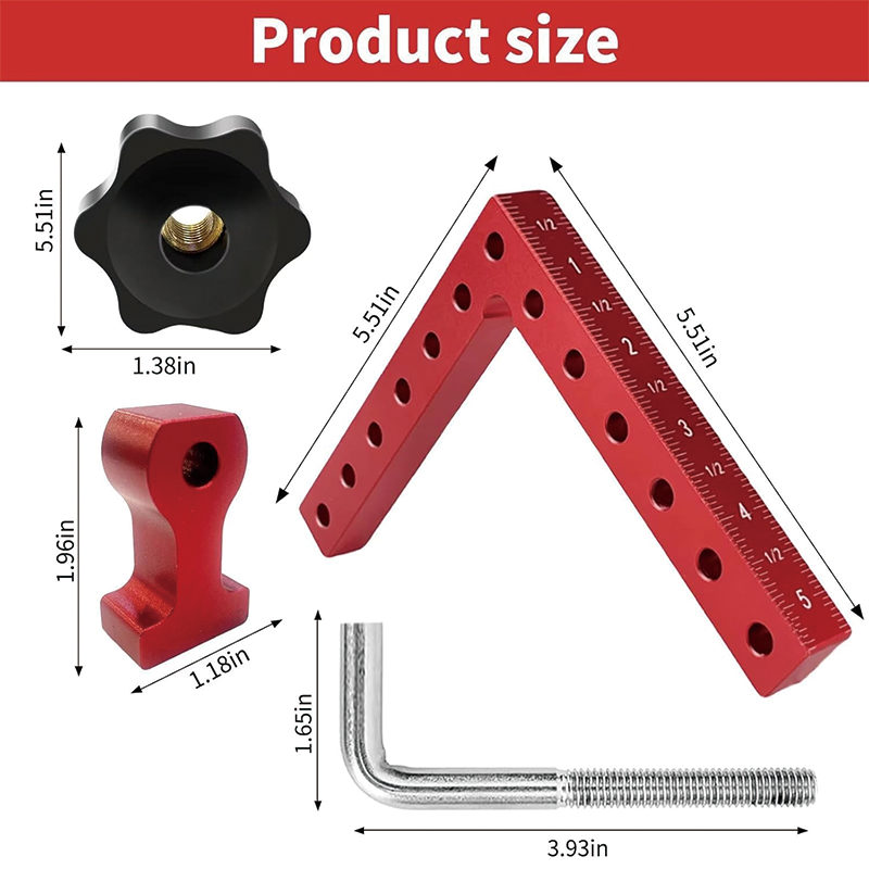 4 Pack 90 Degree Clamp Corner Clamp , Aluminum Alloy Woodworking Corner Clamps Wood Working Tools and Equipment L Square Aluminum Angle Clamp Tool