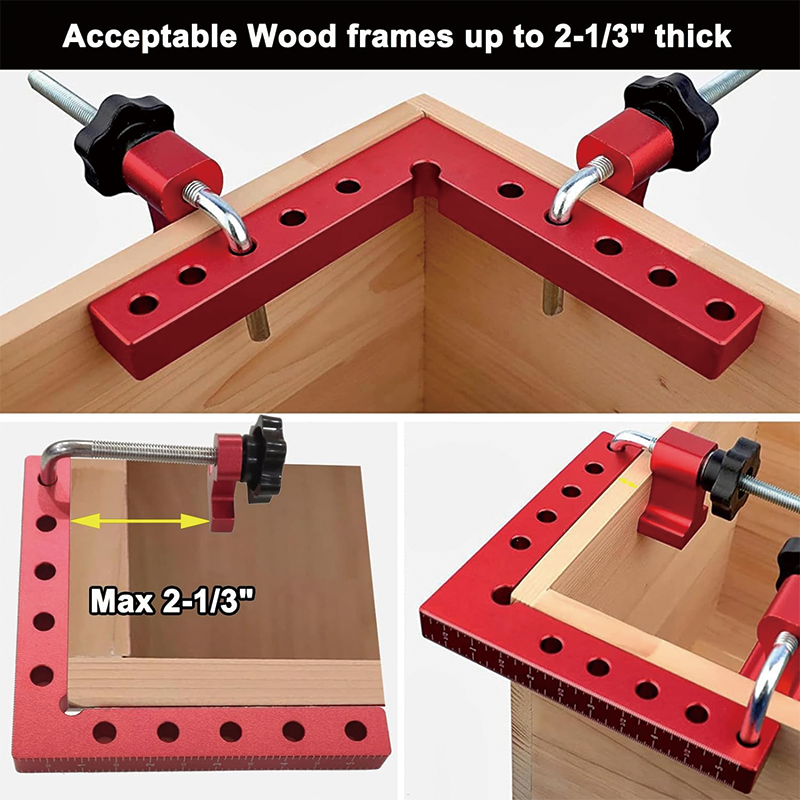 90 Degree Positioning Clamps , Squares Right Angle Clamps , 5.5"Aluminum Alloy Woodworking Corner Clamps, for Picture Frame, Cabinet , 4 Pack
