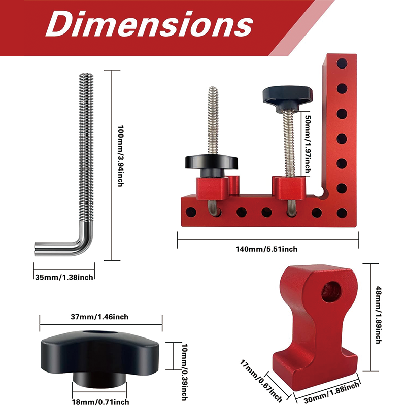 4 Pack 90 Degree Positioning Squares , 5.5" Aluminum Alloy Woodworking Carpenter Corner Clamping Tool ,for Picture Frame Box Cabinets Drawers