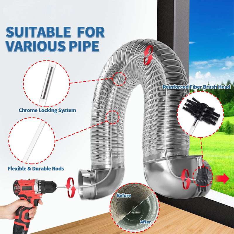 7 Pieces 40 FEET Or 30 FEET Cleaning Brushes Kit Reinforced Nylon Dryer Vent Cleaning Kit with Flexible Lint Trap Brush