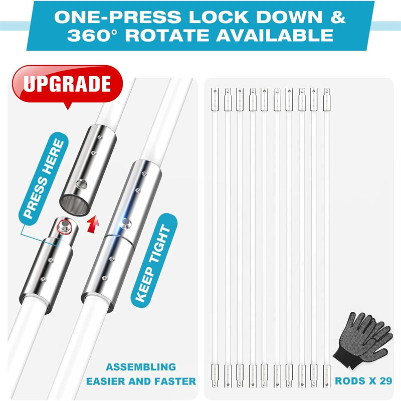 White 40 FEET Cleaning Brushes Dryer Vent Cleaner Kit with Flexible Lint Trap Brush, Vacuum & Dryer Adapters