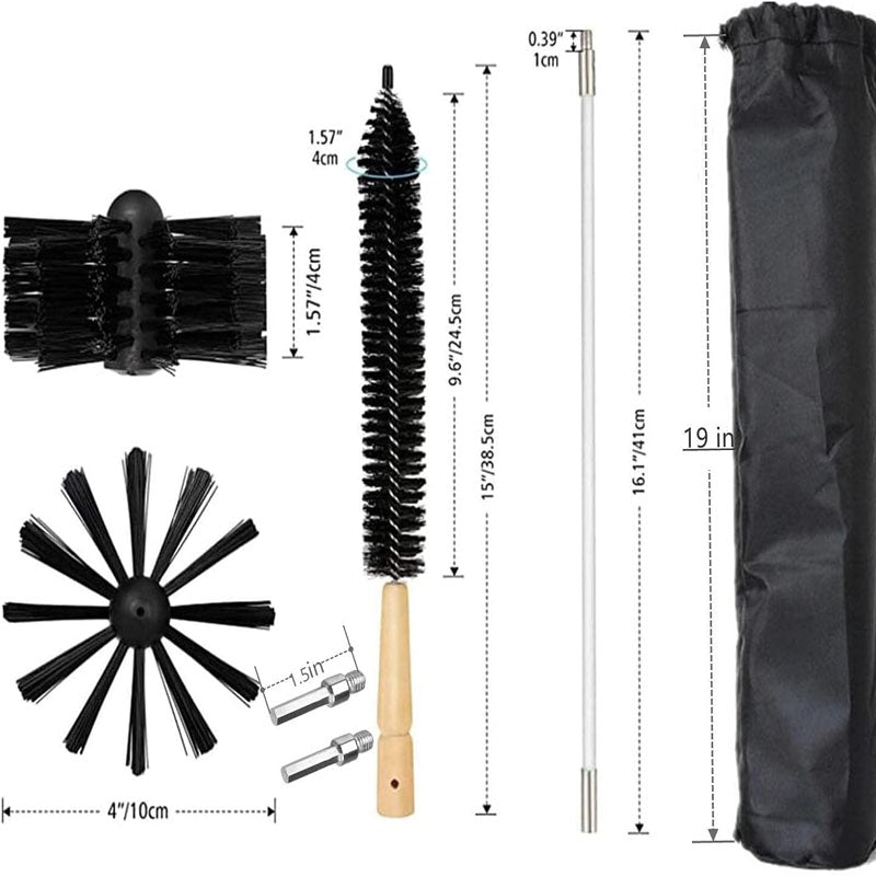 30-Feet Dryer Vent Cleaning Brushes Kit 25 Pieces Duct Cleaning Brush with Drill Attachment and A Collection Bag