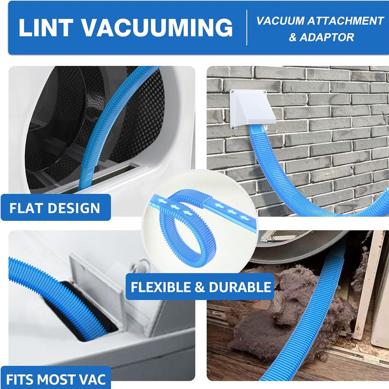 16-Piece 50 Feet All-Round Dryer Vent Cleaning Brushes Kit with Dryer Vent Brush Vacuum Cleaner Hose Attachment Flexible Lint Trap Brush