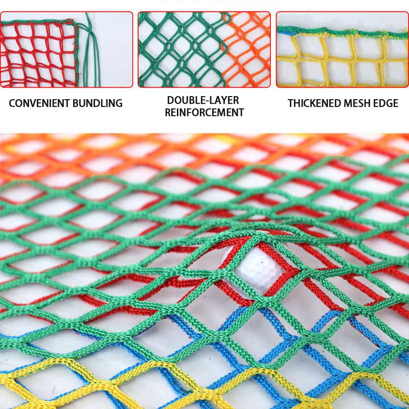 Children's Outdoor Climbing Net, 9.8'X9.8' Double Layer Color Safety Net, Amusement Net Cargo Net