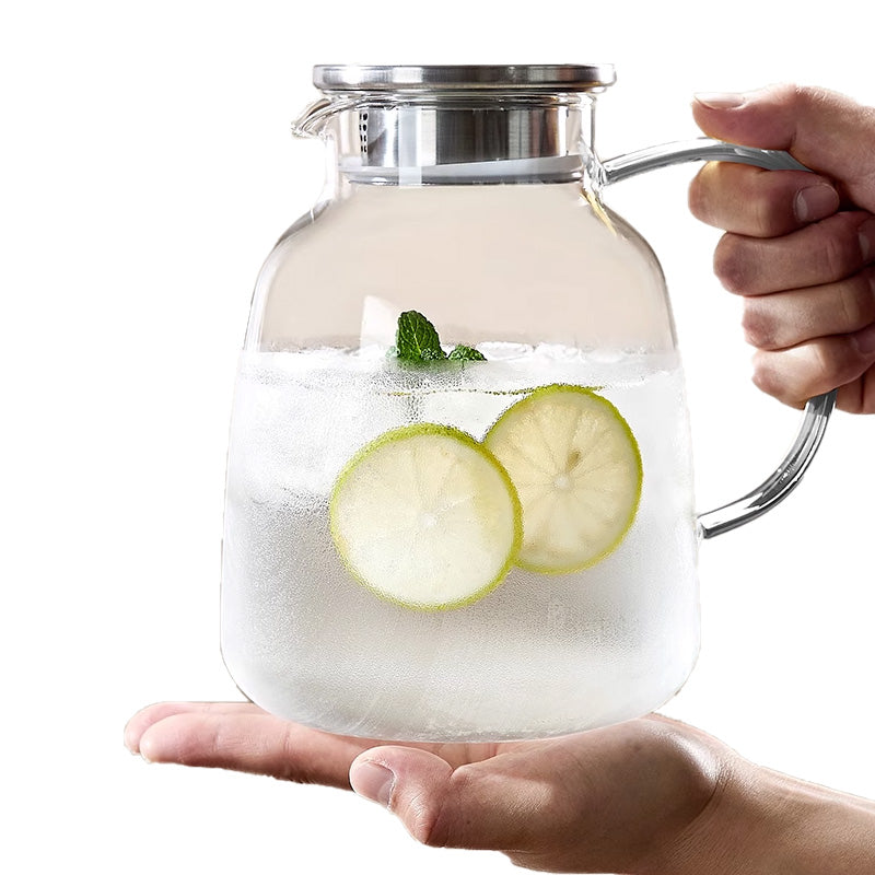 1800ML Glass Cold Kettle, Heat-Resistant Glass Cup, Flower Teapot, Juice Pot