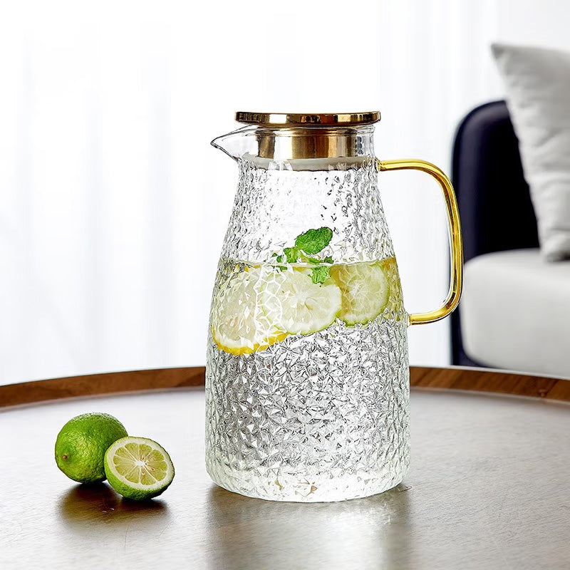 Cold Kettle Glass High-Temperature Resistant Household Large-Capacity Cold Kettle Teapot Cold Water Cup Set Kettle 2 Liters + Cup X6 + Cup Holder