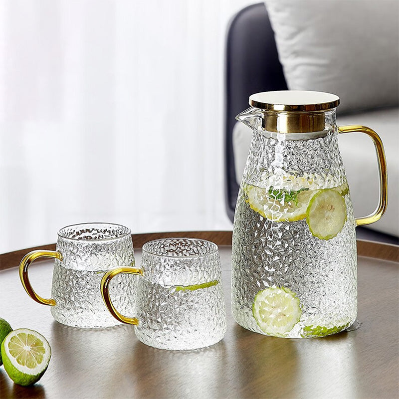 Cold Kettle Glass High-Temperature Resistant Household Large-Capacity Cold Kettle Teapot Cold Water Cup Set Kettle 2 Liters + Cup X6 + Cup Holder