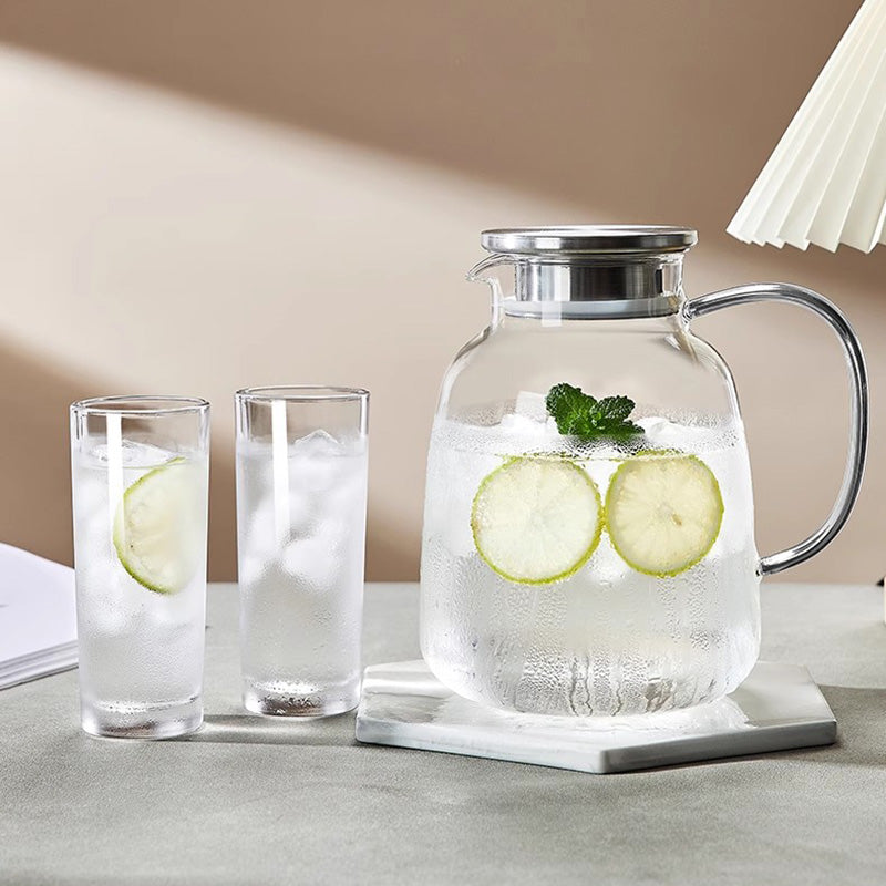 1800ML Glass Cold Kettle, Heat-Resistant Glass Cup, Flower Teapot, Juice Pot