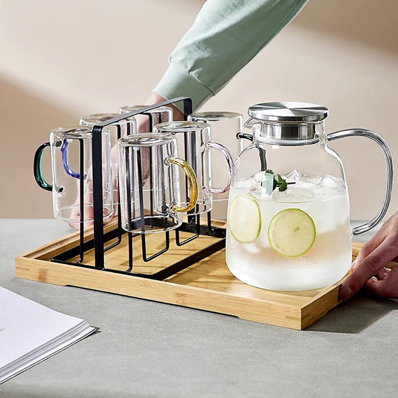 1800ML Glass Cold Kettle, Heat-Resistant Glass Cup, Flower Teapot, Juice Pot