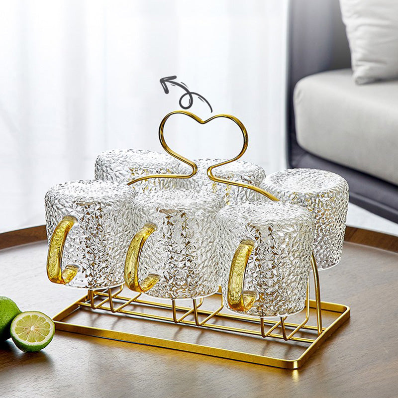 Cold Kettle Glass High-Temperature Resistant Household Large-Capacity Cold Kettle Teapot Cold Water Cup Set Kettle 2 Liters + Cup X6 + Cup Holder