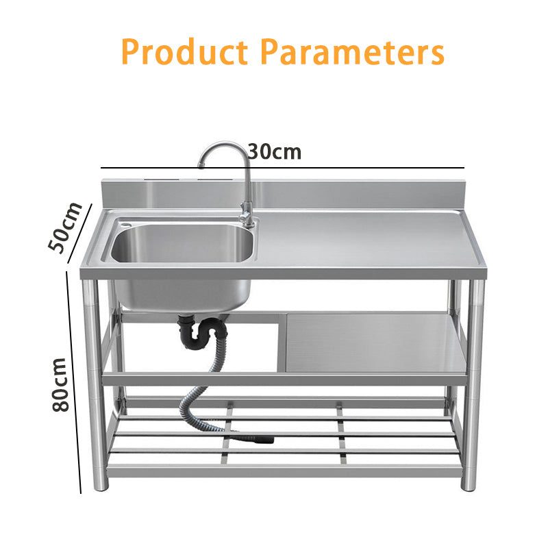 Sink With Bracket Workbench Stainless Steel Sink Countertop Integrated Wash Basin Sink Kitchen Cabinet Single Trough