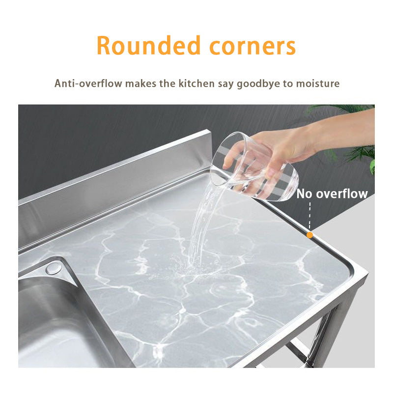 Sink With Bracket Workbench Stainless Steel Sink Countertop Integrated Wash Basin Sink Kitchen Cabinet Single Trough