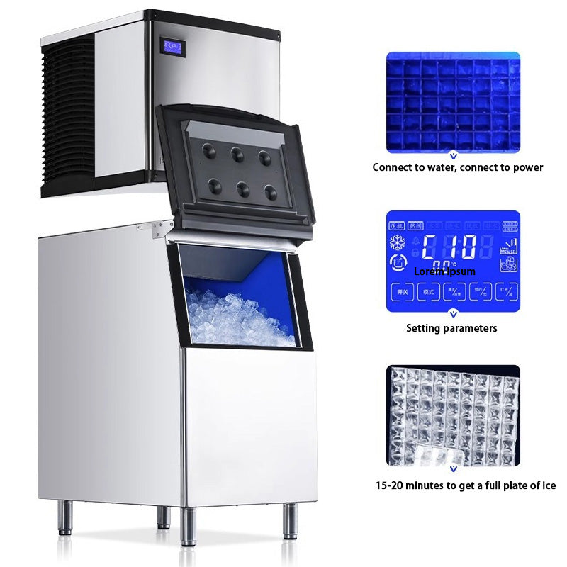 130kg(286lbs) 24H/220LBS Storage Bin Commercial Ice Maker Ice Machine Milk Tea Shop Bar