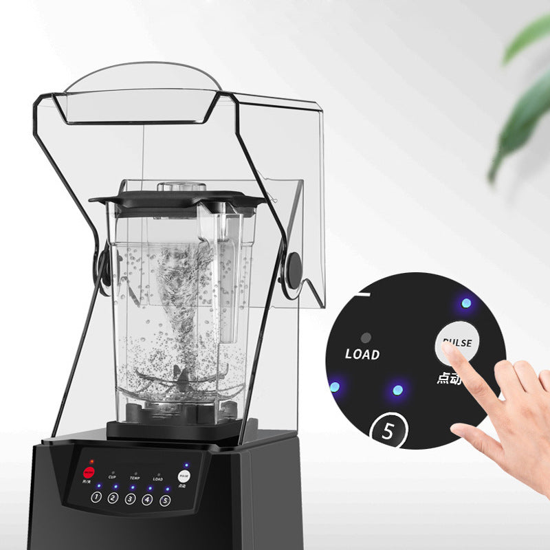 Commercial Blender Juicer With Hood Smart Smoothie Machine With Lid Crushed Ice Soundproof Food Processor