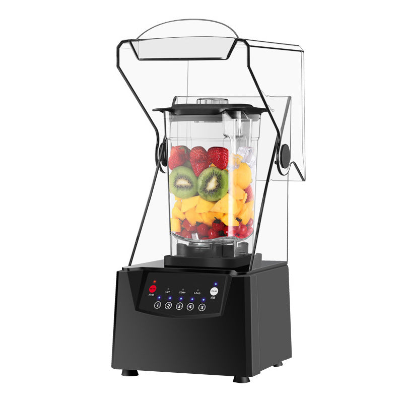 Commercial Blender Juicer With Hood Smart Smoothie Machine With Lid Crushed Ice Soundproof Food Processor