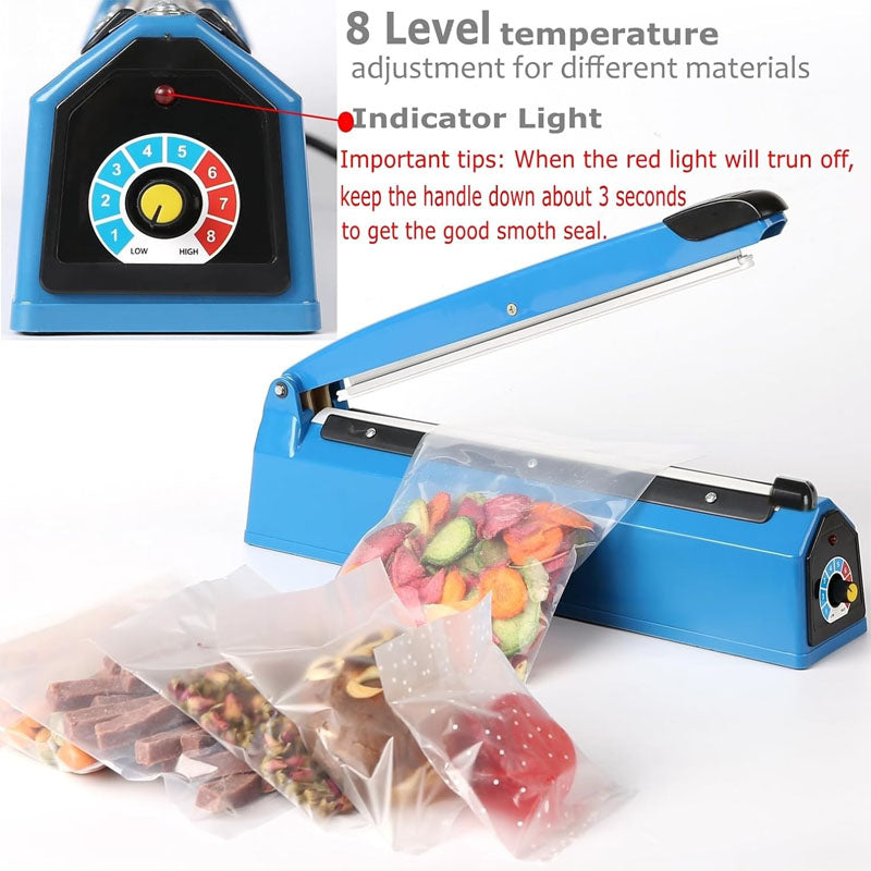 12 Inch Impulse Heat Sealer Impulse Commercial Bag Sealers with Adjustable Heating Mode for Plastic Bags PE PP Bags