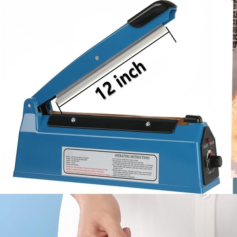 12 Inch Impulse Heat Sealer Impulse Commercial Bag Sealers with Adjustable Heating Mode for Plastic Bags PE PP Bags