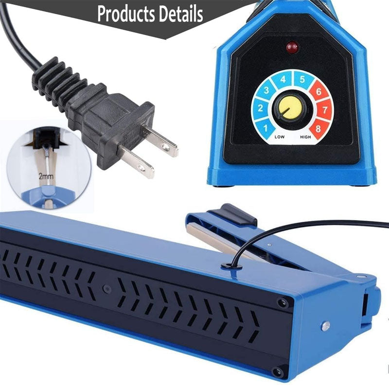 12 Inch Impulse Heat Sealer Impulse Commercial Bag Sealers with Adjustable Heating Mode for Plastic Bags PE PP Bags