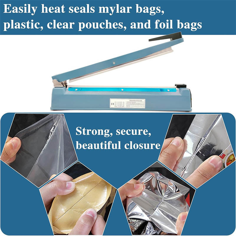 Commercial Bag Sealers Impulse Heat Sealer 16 Inch 8 Replacement Parts & Teflon Cloth Strip 110v Manual Heat Sealer
