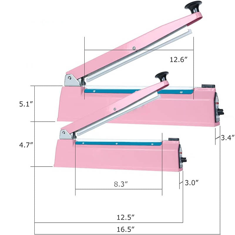 8 inch Impulse Heat Sealer 2mm Sealing Width for Plastic Mylar PE PP Bags, Portable Poly Bag Sealer with Extra Replace Kit