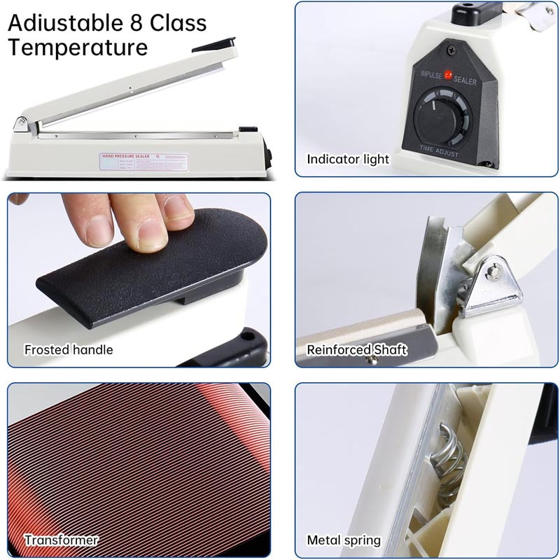 Commercial Bag Sealers 16 inch Heavy Duty Sealing Machine with Extra Replace Kit white