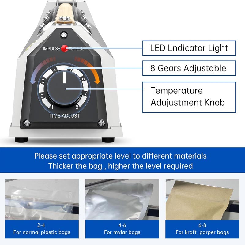 Commercial Bag Sealers 16 inch Heavy Duty Sealing Machine with Extra Replace Kit white