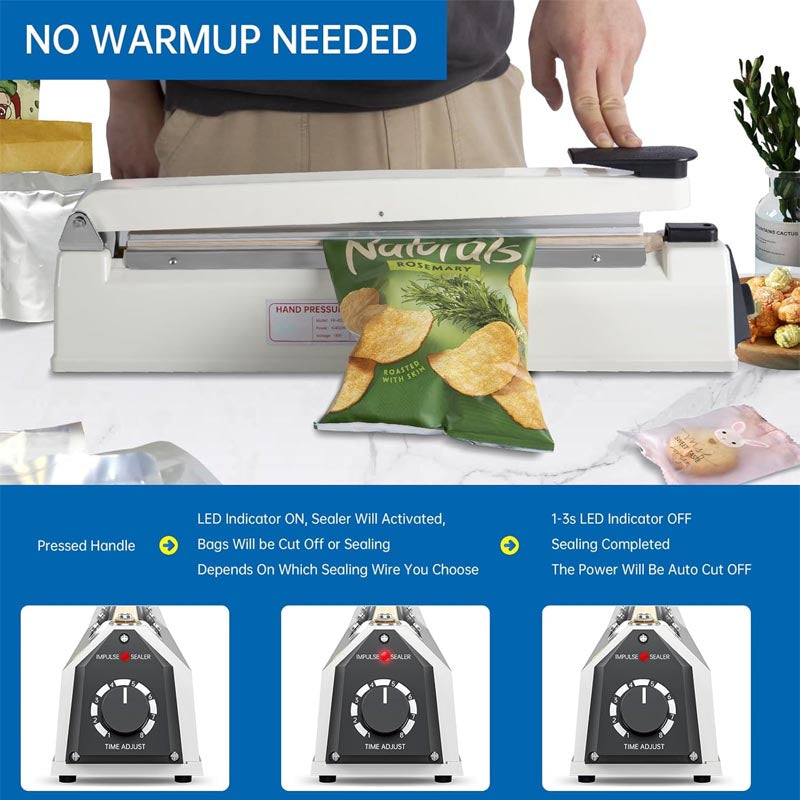 Commercial Bag Sealers 16 inch Heavy Duty Sealing Machine with Extra Replace Kit white