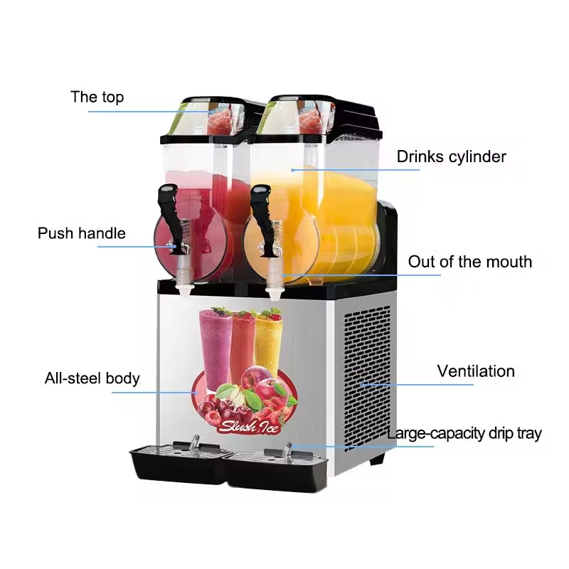 Double Cylinder Snow Melting Machine, Commercial Slush Cold Drink Machine, Smoothie Machine, Snow Grain Machine, Juice Machine, Beverage