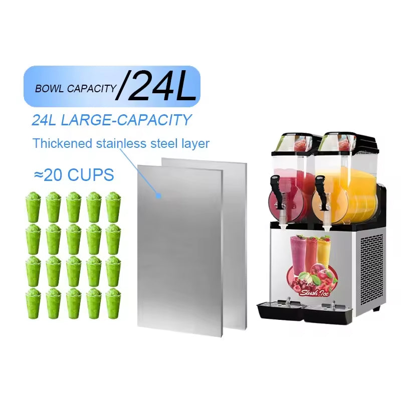 Double Cylinder Snow Melting Machine, Commercial Slush Cold Drink Machine, Smoothie Machine, Snow Grain Machine, Juice Machine, Beverage