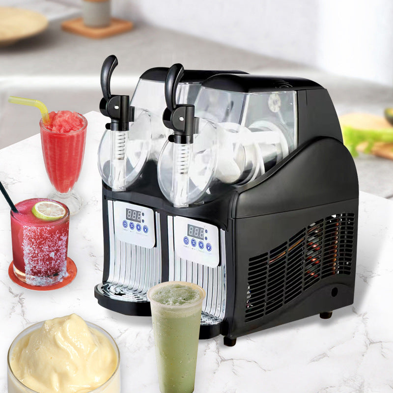Snow Melting Machine Commercial Automatic Stirring Stainless Steel Juice Smoothie Machine Milk Tea Cold Drink Shop Double Cylinder Snow Mud Machine